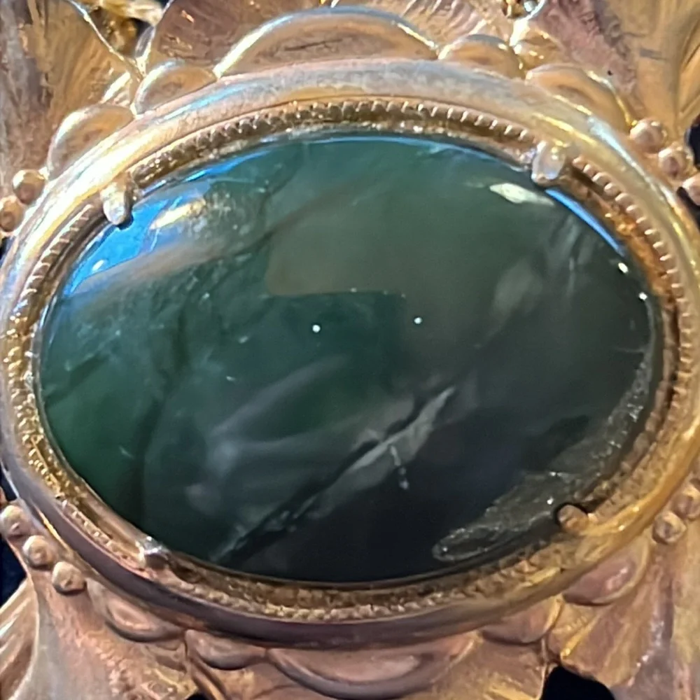 Antique belt & buckle semi precious stone green